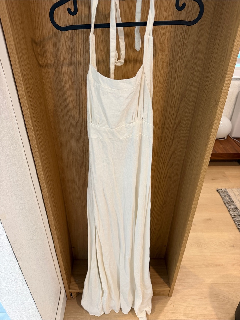 Linen Cream Halter Maxi Dress